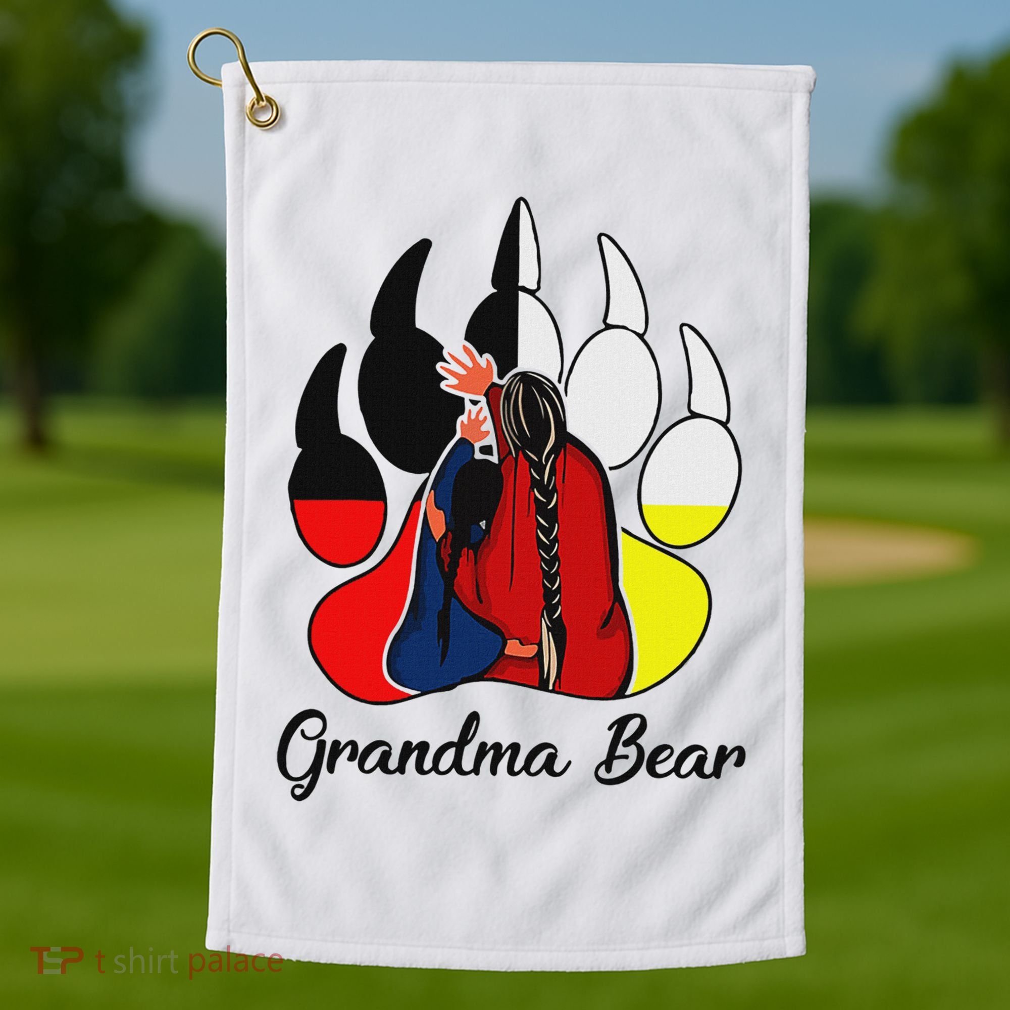 Grandma Bear Native American Golf Towel