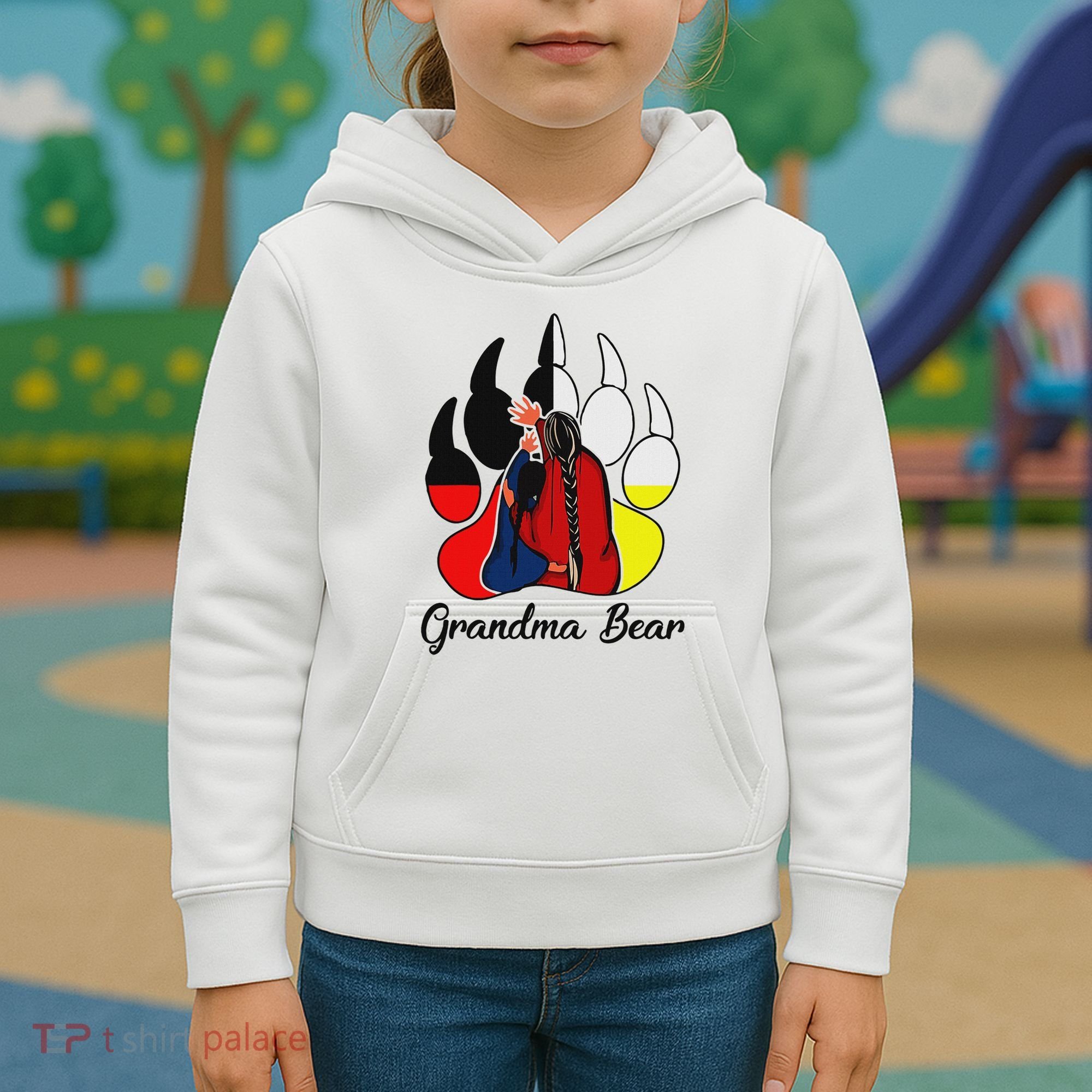 Grandma Bear Native American Kids Hoodie