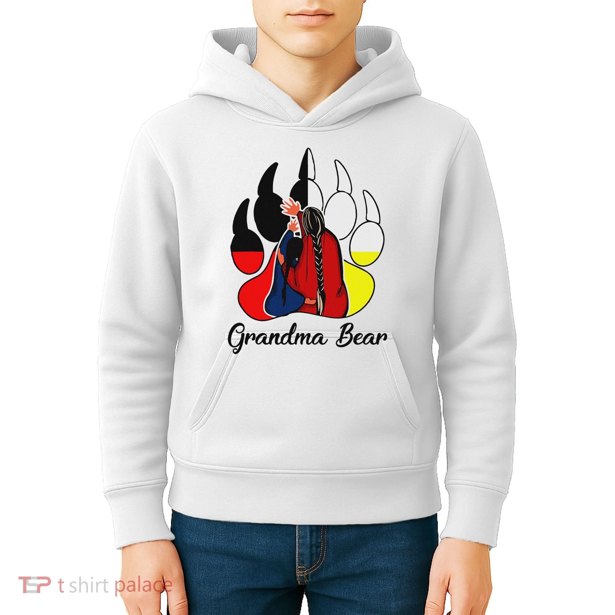 Grandma Bear Native American Kids Hoodie