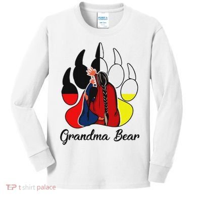Grandma Bear Native American Kids Long Sleeve Shirt
