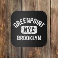 Greenpoint Brooklyn NYC Gym Style Distressed White Print Coaster thumb 0