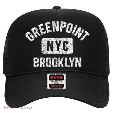 Greenpoint Brooklyn NYC Gym Style Distressed White Print Hat