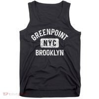 Greenpoint Brooklyn NYC Gym Style Distressed White Print Tank Top thumb 0