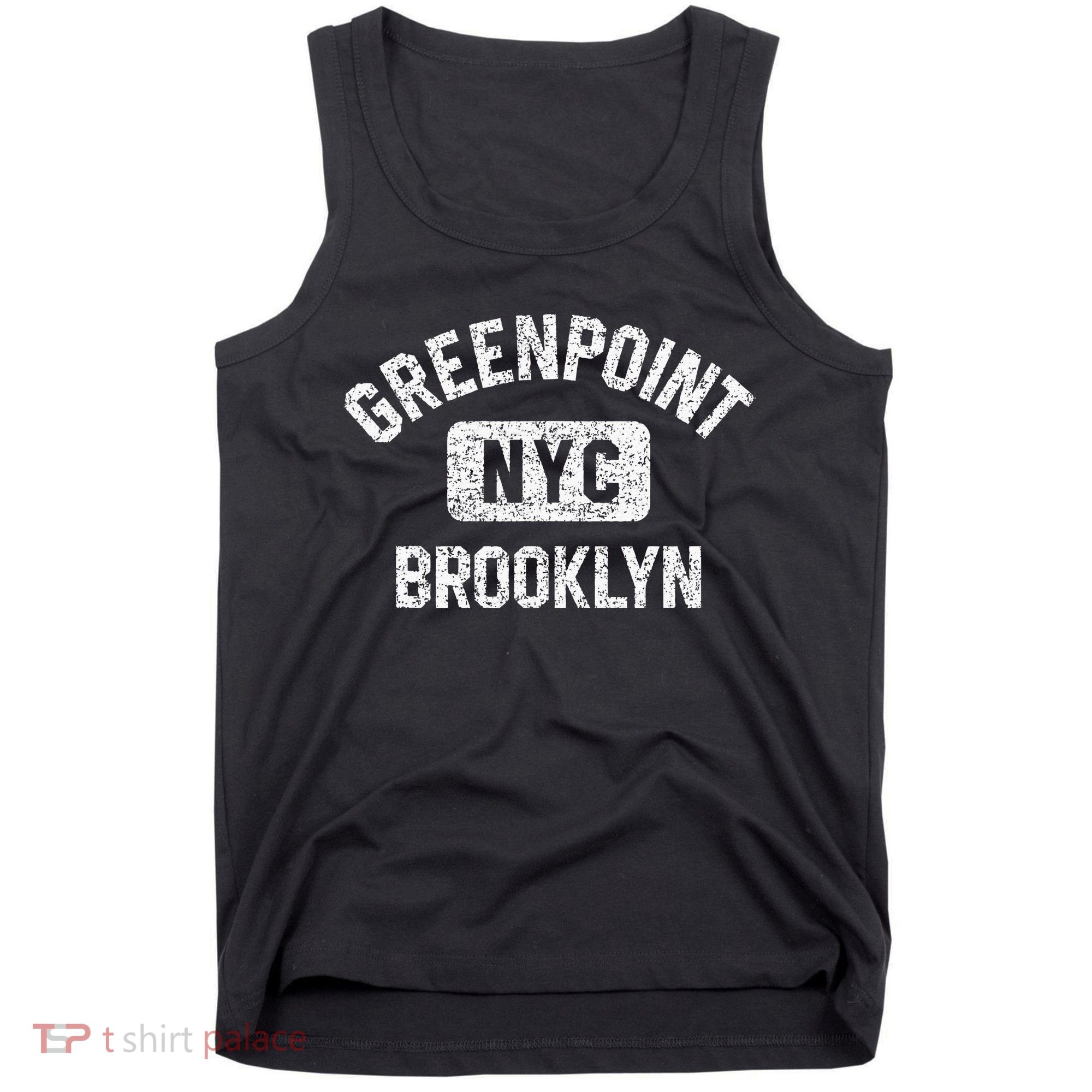 Greenpoint Brooklyn NYC Gym Style Distressed White Print Tank Top