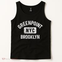 Greenpoint Brooklyn NYC Gym Style Distressed White Print Tank Top thumb 2