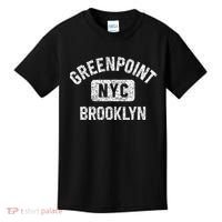 Greenpoint Brooklyn NYC Gym Style Distressed White Print Kids T-Shirt thumb 0