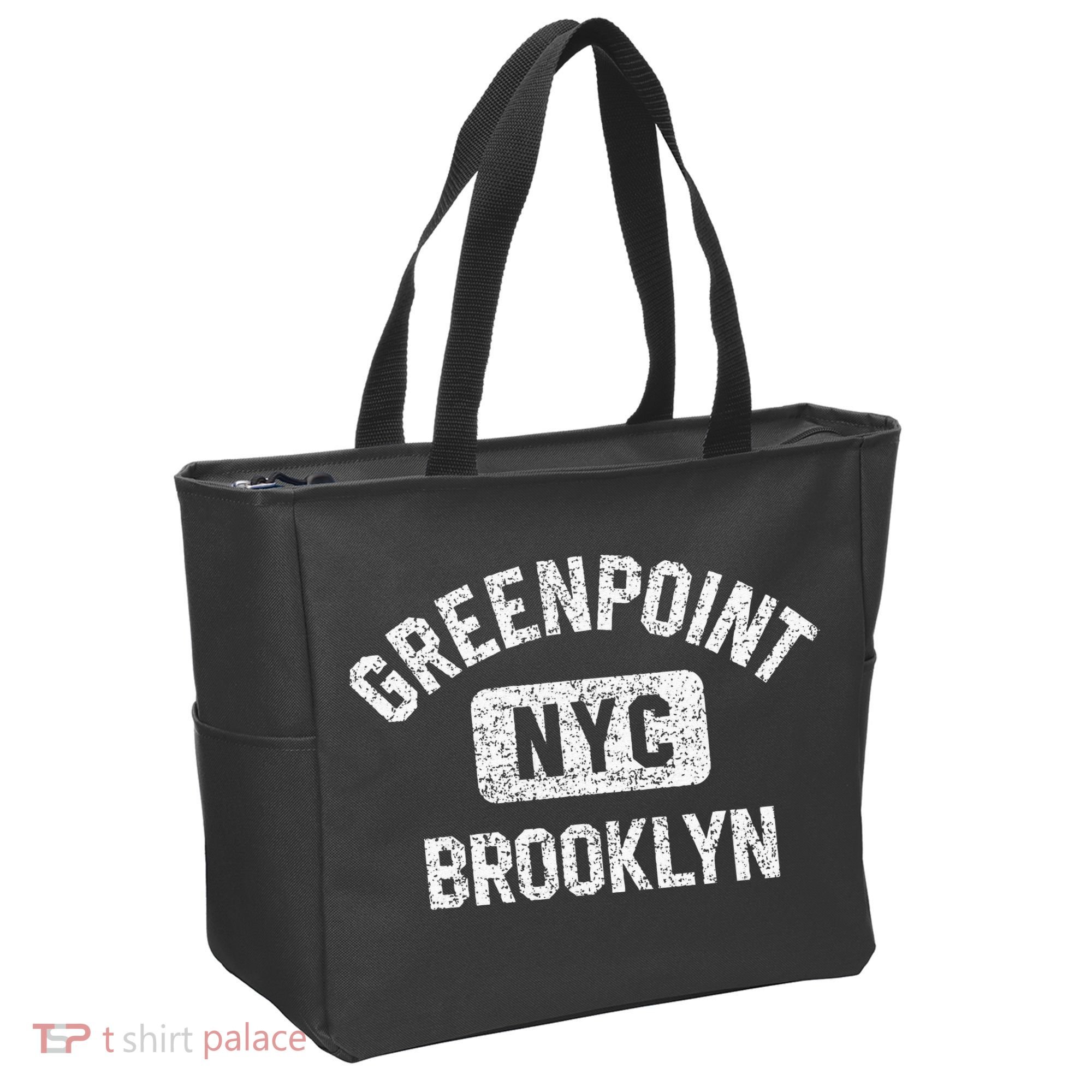 Greenpoint Brooklyn NYC Gym Style Distressed White Print Tote Bag