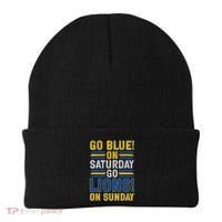 Go Blue On Saturday Go Lion On Sunday Beanie thumb 0