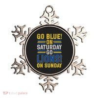 Go Blue On Saturday Go Lion On Sunday Ornament thumb 0
