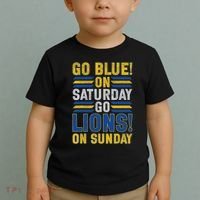 Go Blue On Saturday Go Lion On Sunday Toddler T-Shirt thumb 2