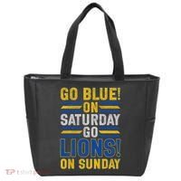 Go Blue On Saturday Go Lion On Sunday Tote Bag thumb 0