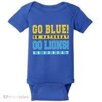 Go Blue On Saturday Go Lion On Sunday Baby Bodysuit thumb 0