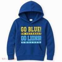Go Blue On Saturday Go Lion On Sunday Kids Hoodie thumb 0