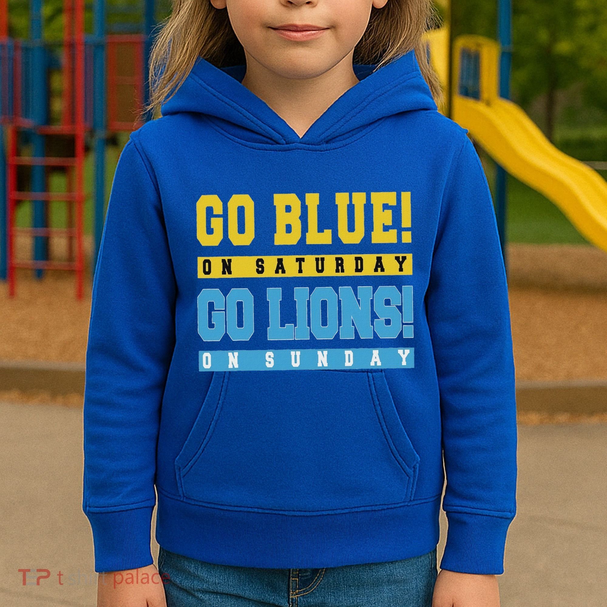 Go Blue On Saturday Go Lion On Sunday Kids Hoodie
