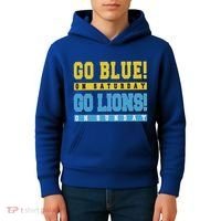 Go Blue On Saturday Go Lion On Sunday Kids Hoodie thumb 4
