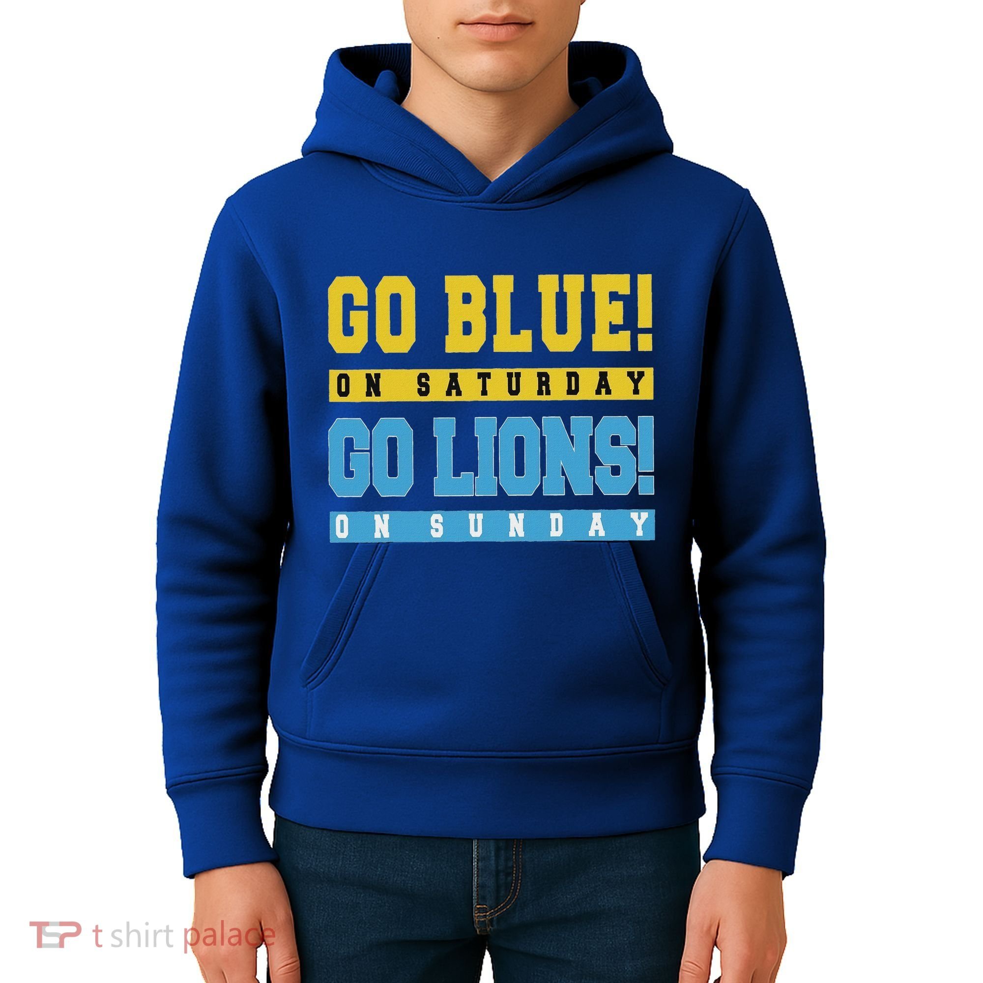 Go Blue On Saturday Go Lion On Sunday Kids Hoodie