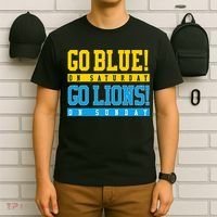 Go Blue! On Saturday Go Lions! On Sunday Football Fan Gift T-Shirt thumb 6
