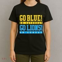 Go Blue! On Saturday Go Lions! On Sunday Football Fan T-Shirt thumb 4