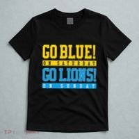 Go Blue! On Saturday Go Lions! On Sunday Football Fan T-Shirt thumb 5