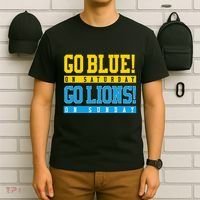 Go Blue! On Saturday Go Lions! On Sunday Football Fan T-Shirt thumb 6