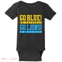 Go Blue! On Saturday Go Lions! On Sunday Football Fan Baby Bodysuit thumb 0