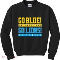 Go Blue! On Saturday Go Lions! On Sunday Football Fan Kids Sweatshirt thumb 0