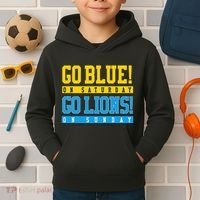 Go Blue! On Saturday Go Lions! On Sunday Football Fan Kids Hoodie thumb 2