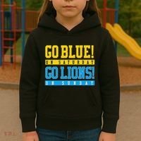 Go Blue! On Saturday Go Lions! On Sunday Football Fan Kids Hoodie thumb 3