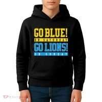 Go Blue! On Saturday Go Lions! On Sunday Football Fan Kids Hoodie thumb 4