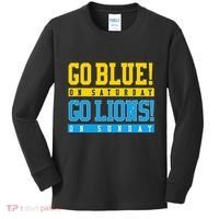 Go Blue! On Saturday Go Lions! On Sunday Football Fan Kids Long Sleeve Shirt thumb 0