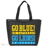Go Blue! On Saturday Go Lions! On Sunday Football Fan Tote Bag thumb 0