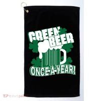 Green Beer Once A Year St Patrick's Day Golf Towel thumb 0