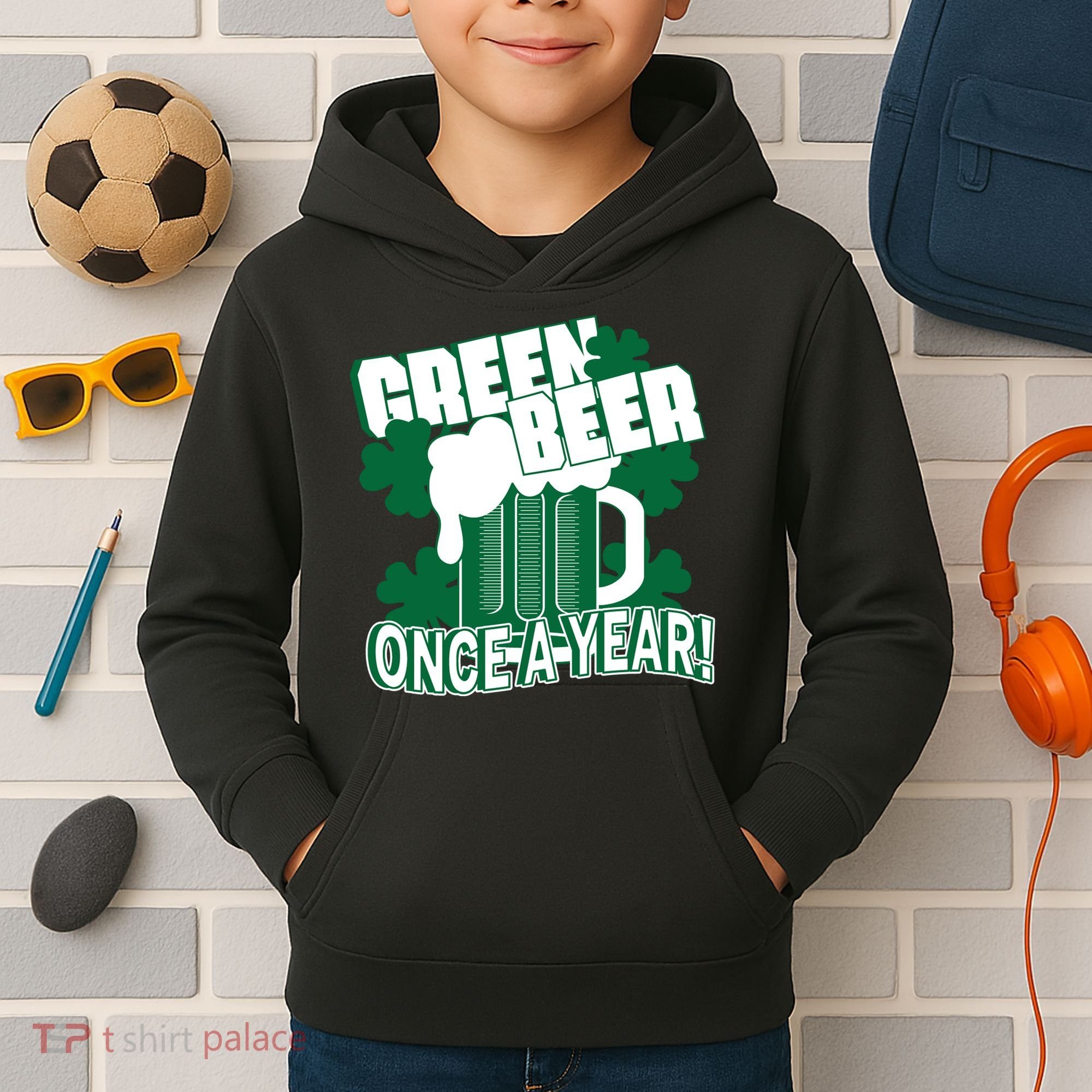 Green Beer Once A Year St Patrick's Day Kids Hoodie