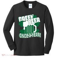 Green Beer Once A Year St Patrick's Day Kids Long Sleeve Shirt thumb 0