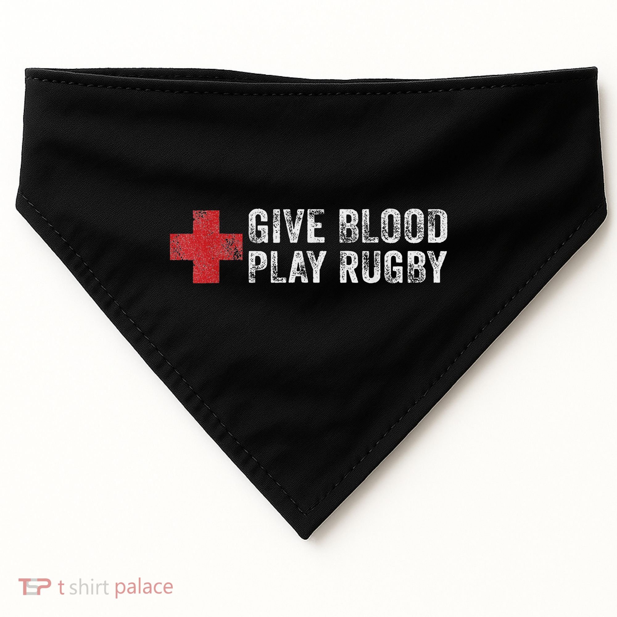 Give Blood Play Rugby Player Funny Rugger League Union USA-Made Doggie Bandana