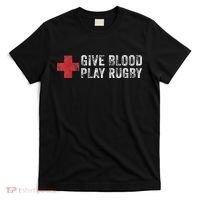 Give Blood Play Rugby Player Funny Rugger League Union T-Shirt thumb 0