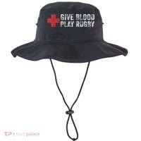 Give Blood Play Rugby Player Funny Rugger League Union Bucket Hat thumb 0
