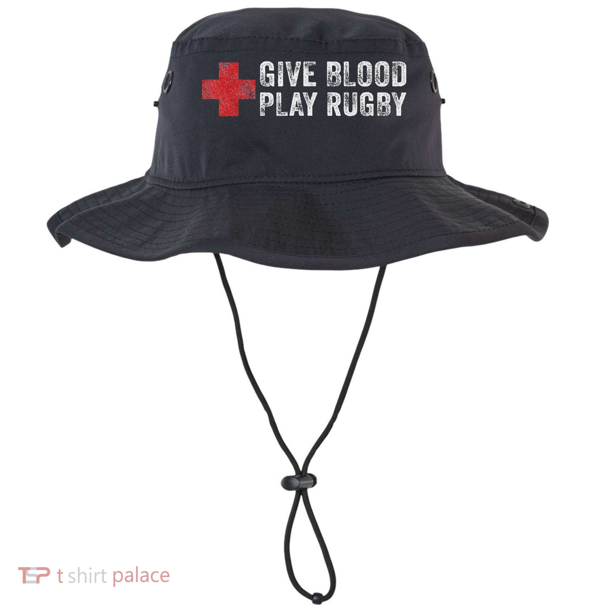 Give Blood Play Rugby Player Funny Rugger League Union Bucket Hat