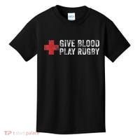 Give Blood Play Rugby Player Funny Rugger League Union Kids T-Shirt thumb 0