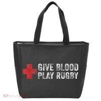 Give Blood Play Rugby Player Funny Rugger League Union Tote Bag thumb 0