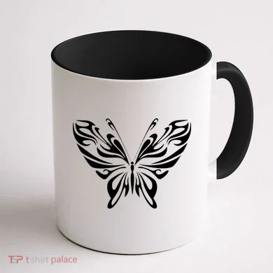 Grunge Butterfly Pattern Coffee Mug back
