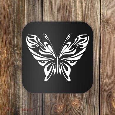 Grunge Butterfly Pattern Coaster