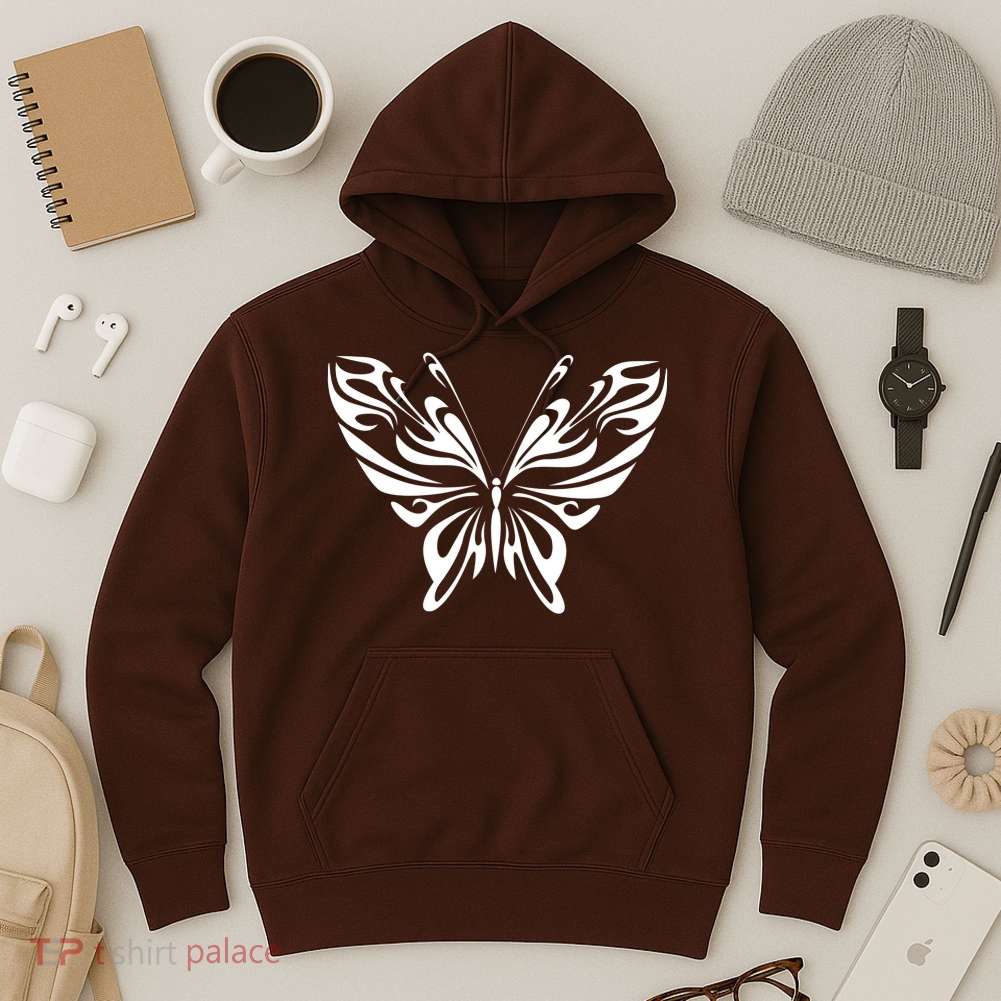Grunge Butterfly Pattern Hoodie