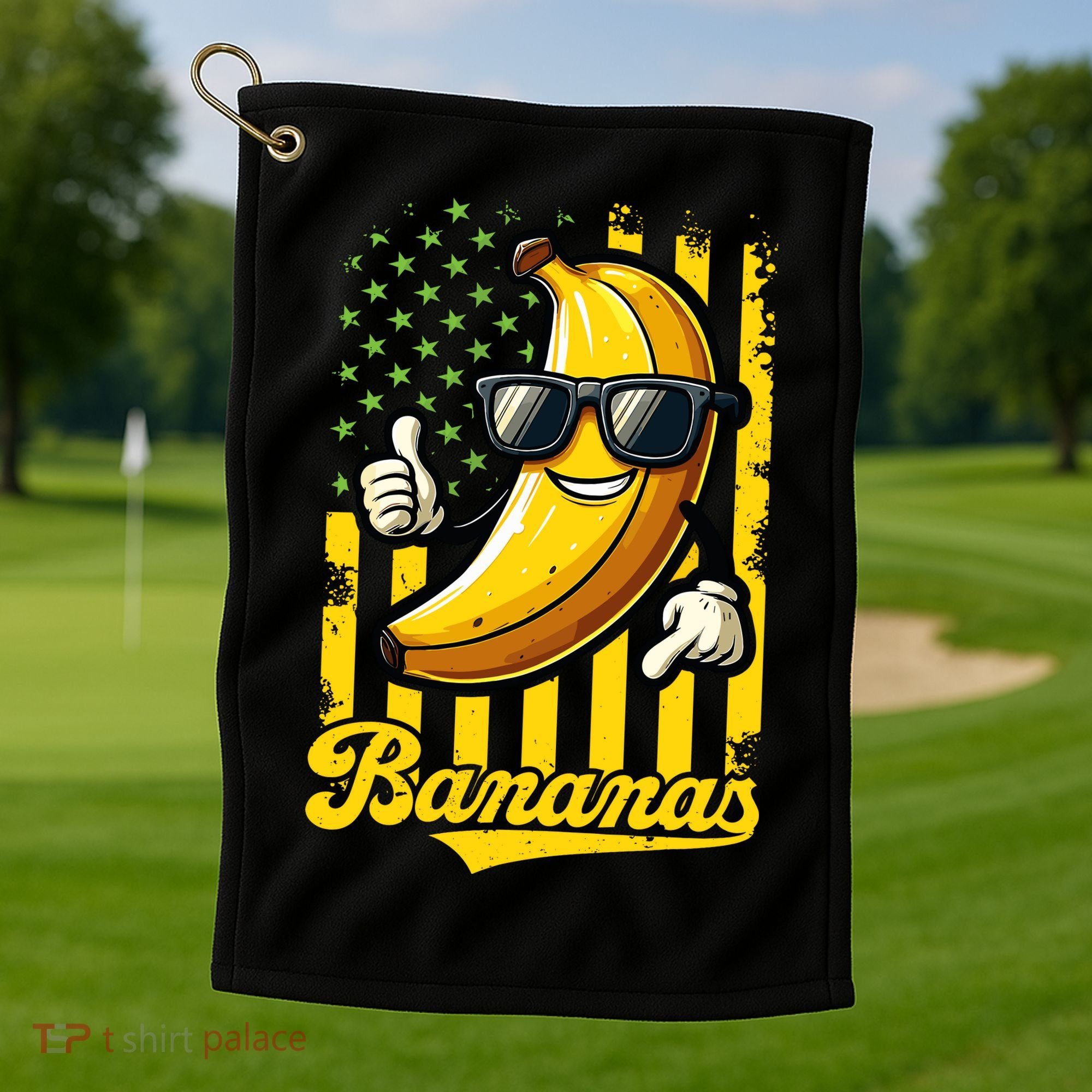Graphic Bananas Proud Name Retro American Flag Bananas Lover Golf Towel
