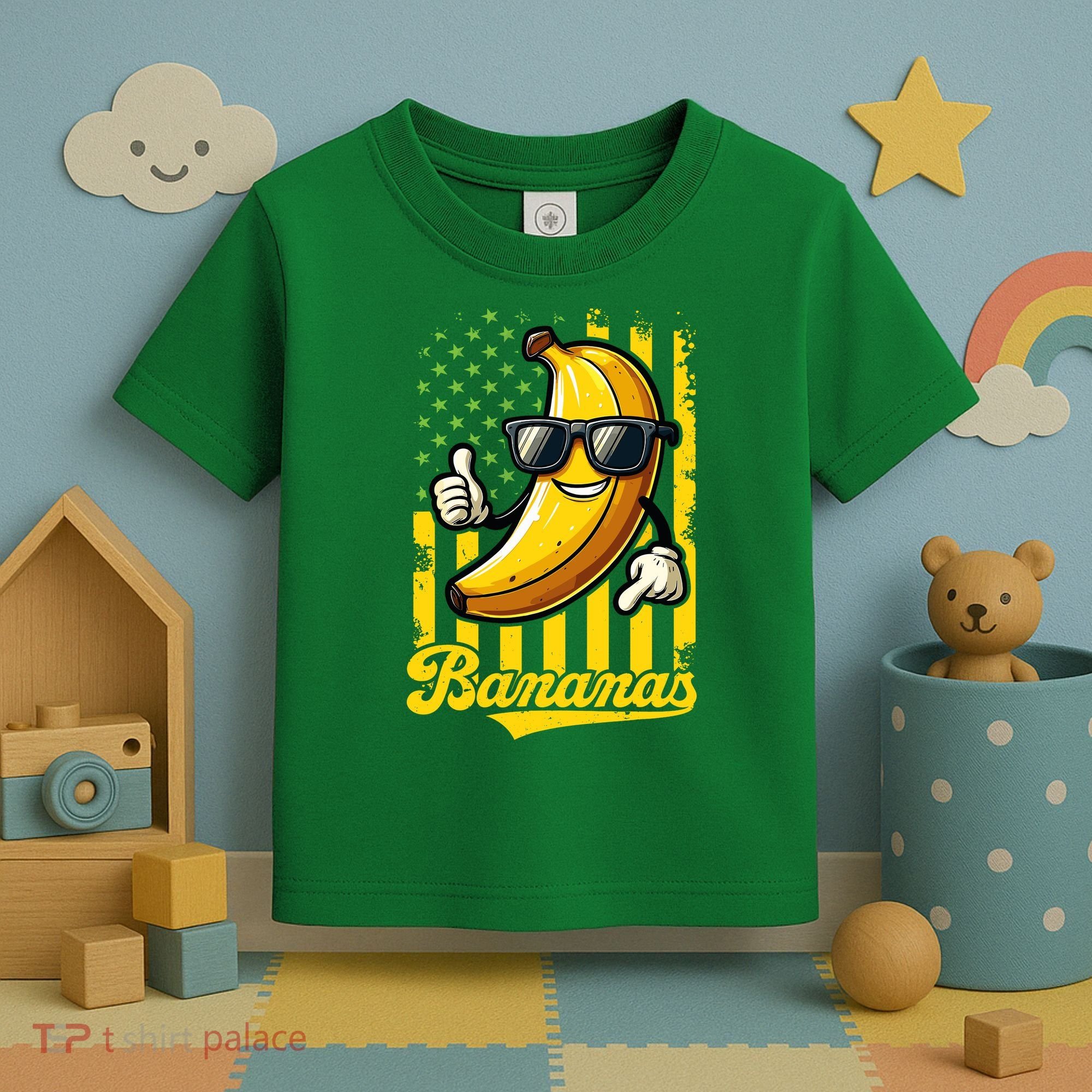 Graphic Bananas Proud Name Retro American Flag Bananas Lover Toddler T-Shirt