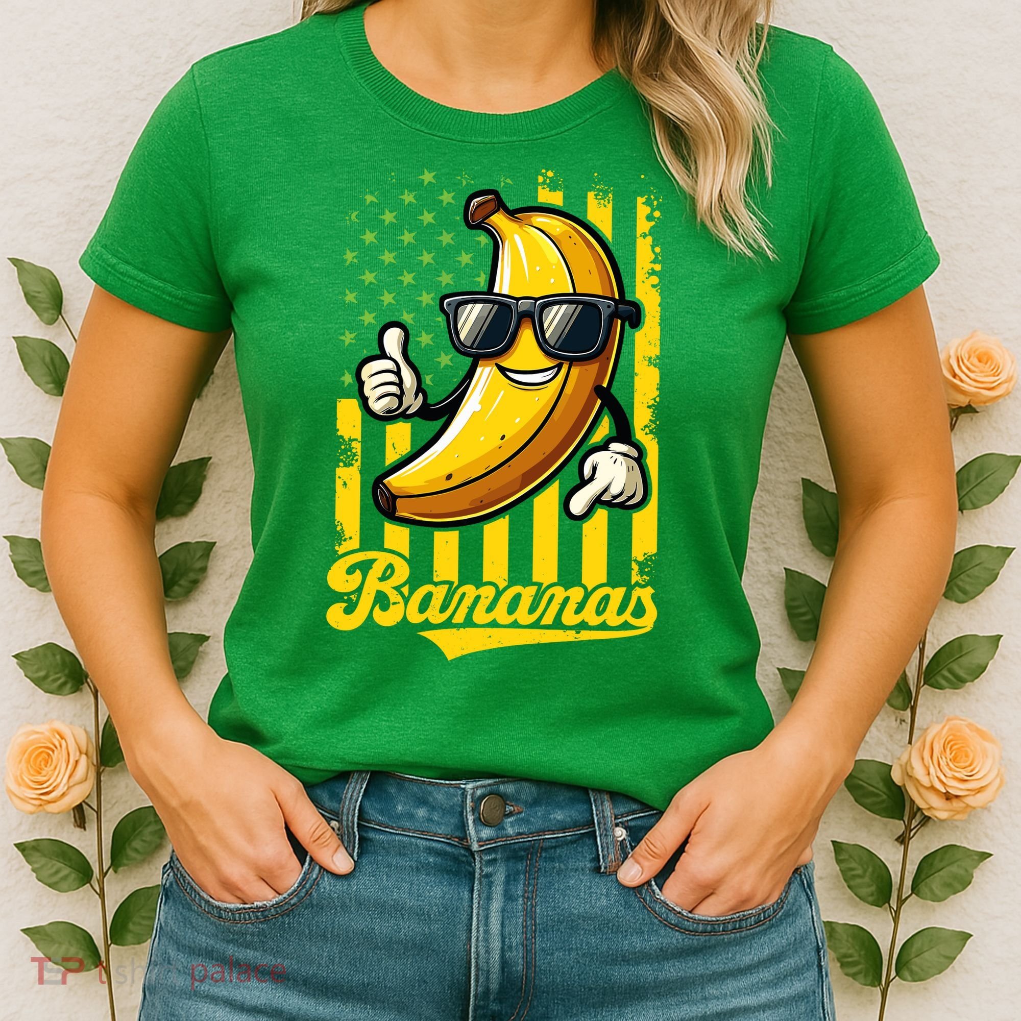 Graphic Bananas Proud Name Retro American Flag Bananas Lover Women's T-Shirt