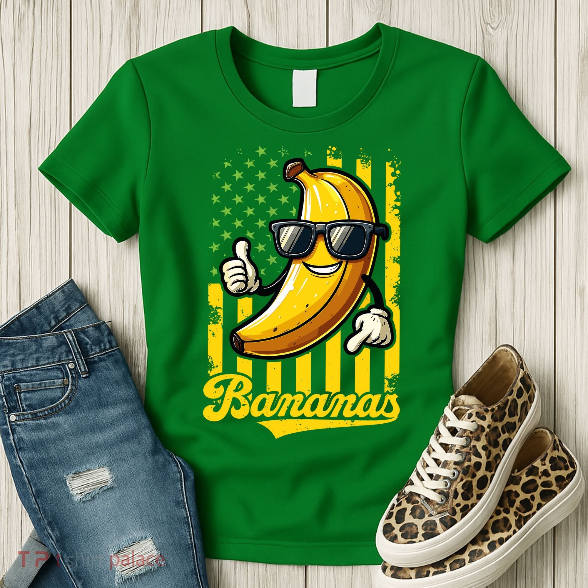Graphic Bananas Proud Name Retro American Flag Bananas Lover Women's T-Shirt