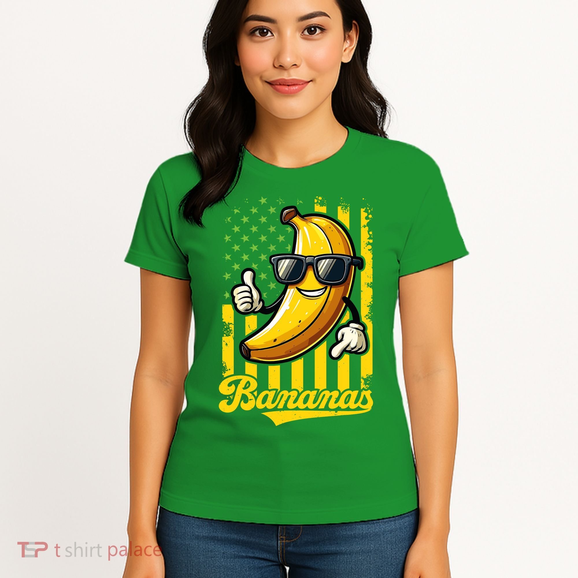 Graphic Bananas Proud Name Retro American Flag Bananas Lover Women's T-Shirt