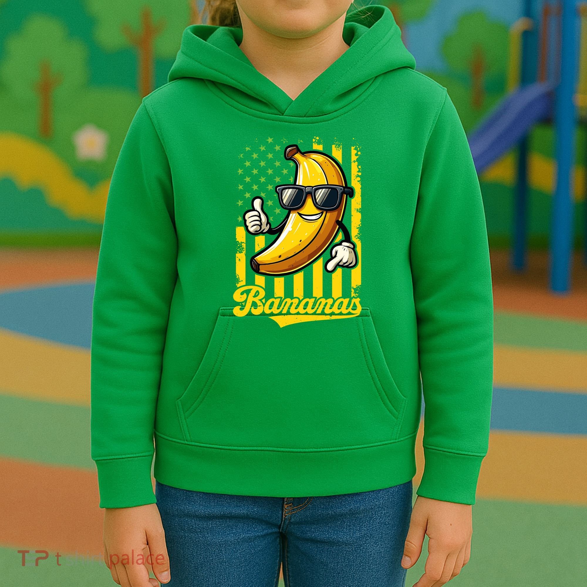 Graphic Bananas Proud Name Retro American Flag Bananas Lover Kids Hoodie