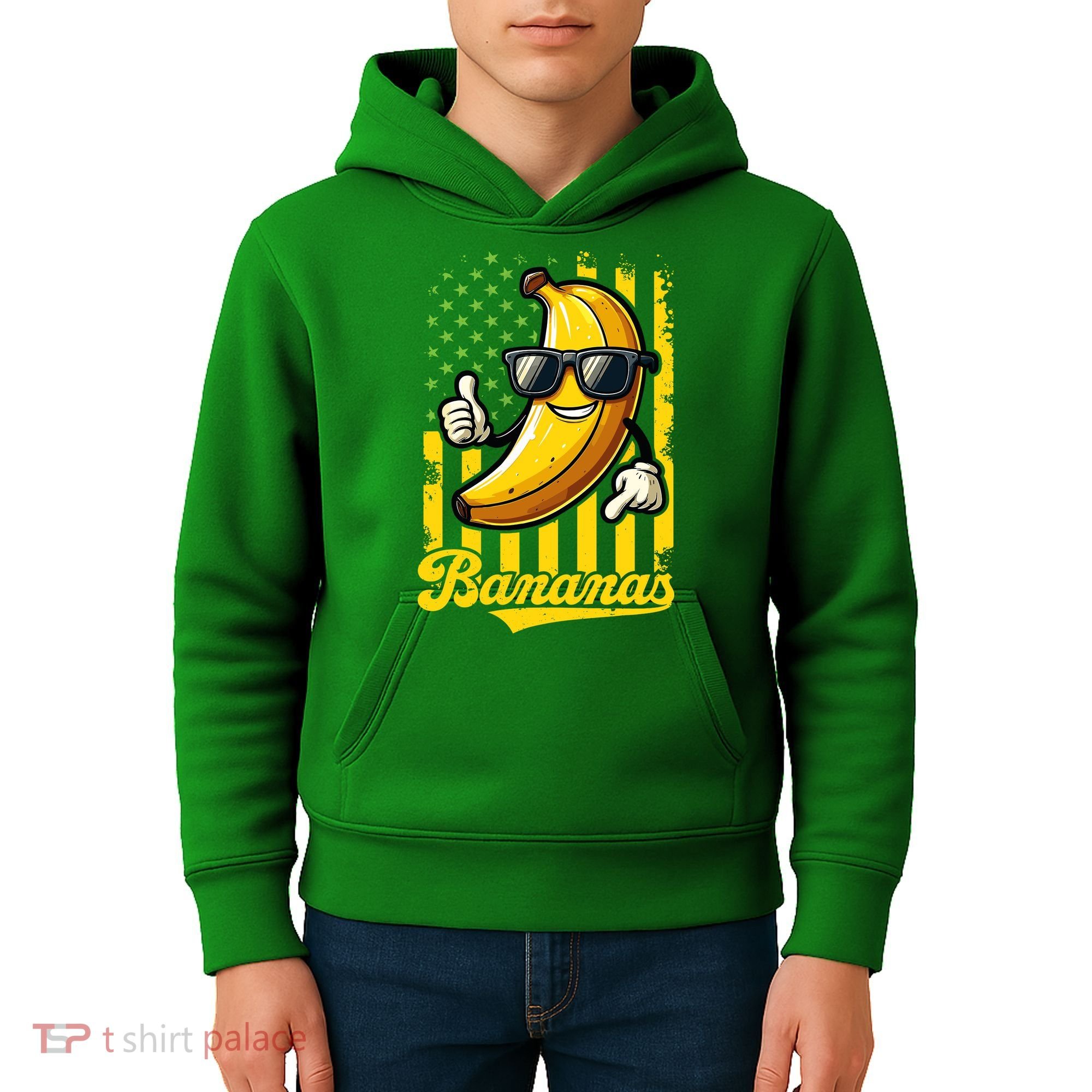 Graphic Bananas Proud Name Retro American Flag Bananas Lover Kids Hoodie